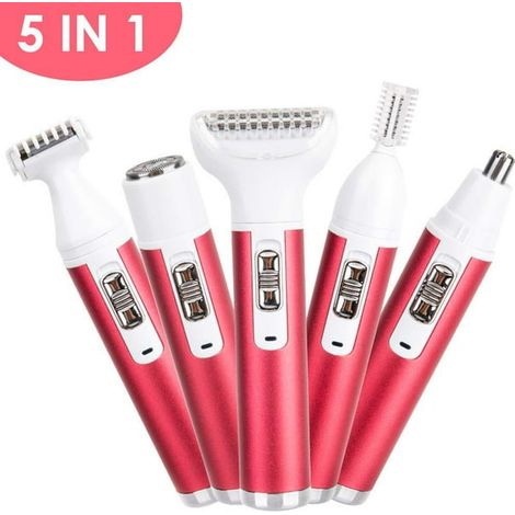 5heyi Épilateur Électrique Zones Intimes Rasoir Aisselles Poils Pubiens Femmes Tondeuse Sourcils Hommes Nez 5 Têtes Épilation (1/5)