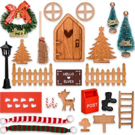 Kit Porte Lutin de Noël, Lutin Farceur de Noel Kit, Lutin de Noel Accessoires avec Couronne de Noel, Mini Sapin de Noel, Balai, Bottes, Echelle, Decoration Noel Cadeaux Enfantsdengyank (1/5)