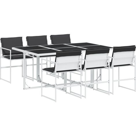 Maison Exclusive - Set da Pranzo da Giardino 7 pz con Cuscini Bianco in Textilene