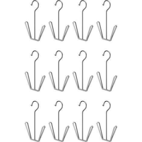 Set mit 12 Schuhaufhängern aus Edelstahl, multifunktionales Schuhregal, Doppelhaken, Schuhtrockengestell zum Trocknen hängender Lederschuhe (1/4)