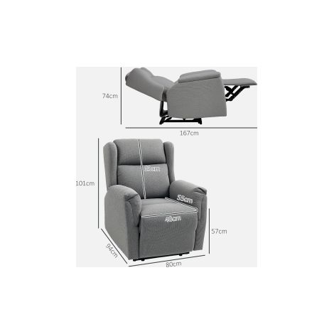 Fauteuil relax inclinable gris foncé avec ressorts ensachés et rembourrage, capacité 150 kg, pour salon, chambre et coin TV (1/5)