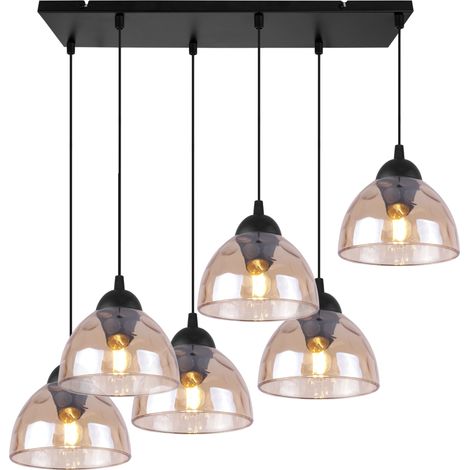 Suspension Venise à 6 lampes, abat-jour couleur miel E27 (1/5)