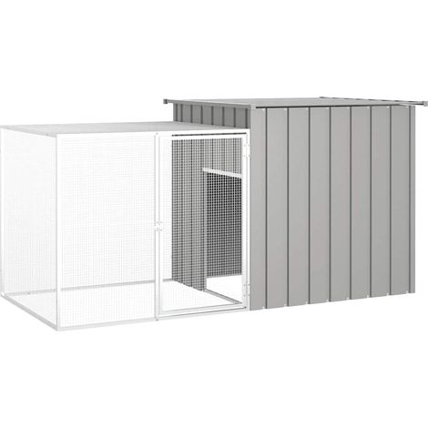 Cage pour poules Gris 200x91x100 cm Acier galvanisé (1/5)