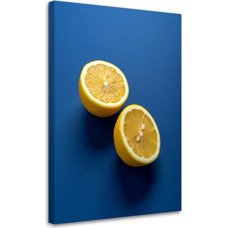 Stampe su Tela, Due metà di limone su uno sfondo blu scuro. - 20x30 (1/2)