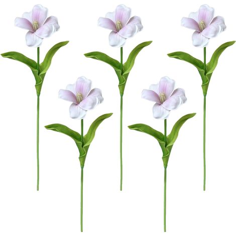 Fünf Tulpen pro Strauß, gebogen. 【Lila Orchidee】Set mit 5 offenen künstlichen PU-Tulpen, für Zuhause, Esstische, Hochzeitsfotos usw. (1/3)