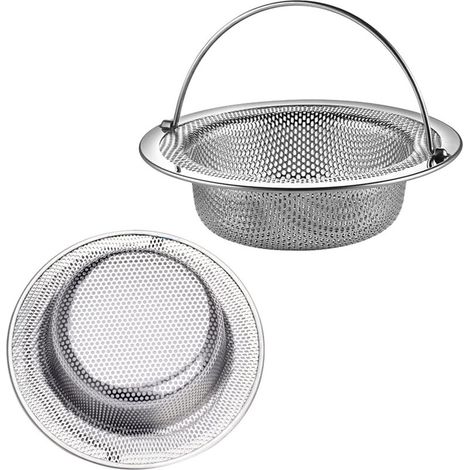 Lot de 3 crépines d'évier avec poignée en acier inoxydable, grille d'évier de cuisine, pour crépine anti-obstruction d'évier de cuisine/salle de bain (11 cm de diamètre)