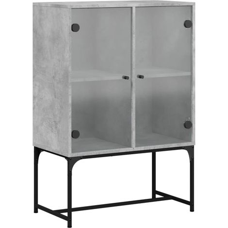 vidaXL Mobile con Ante in Vetro Grigio Cemento 69x37x100 cm (1/5)