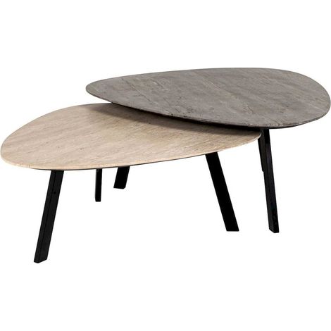Tables de café élégantes en travertin - Beige travertin élégant (1/5)