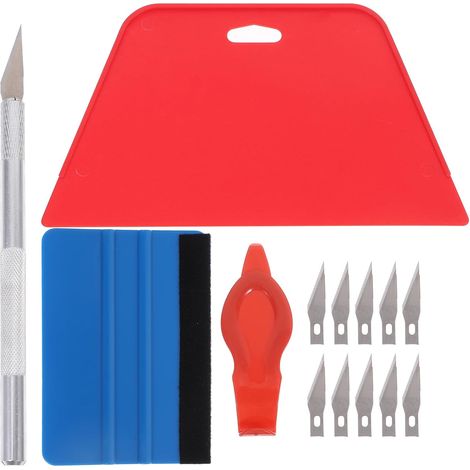 Kit D'outils de Film Adhésif pour Voiture Raclette Antidérapante 15 Pièces et Matériaux Abs et Acier, Compact et Léger pour Pose Facile de Papier Peint et Vinyle (1/5)