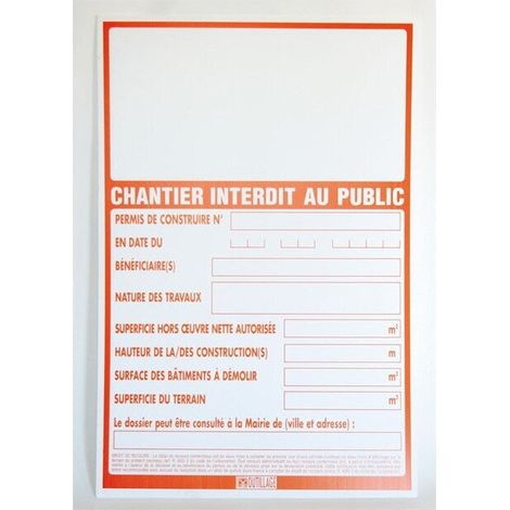 Panneaux permis de construire Mondelin 80x120cm