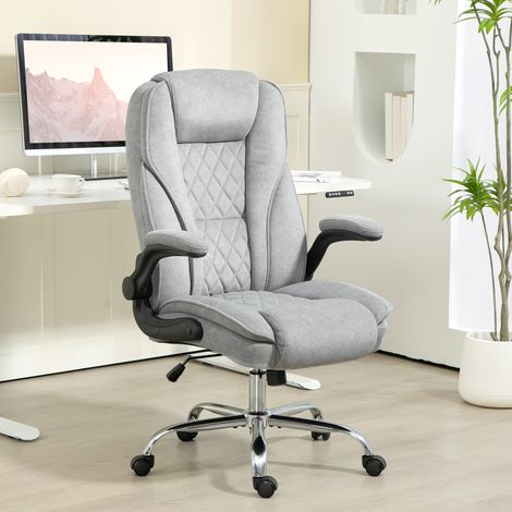 Silla de oficina ergonómica, altura regulable, reposabrazos abatibles, 70 x 70 x 114-122 cm, gris.