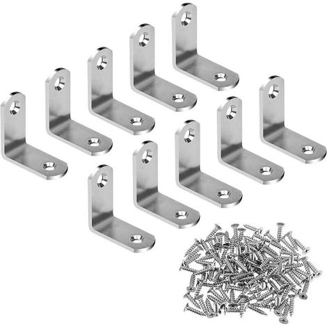 10 Pcs Équerre de Fixation 90 Degrés à Angle Droit Renfort d'Angle En Forme de L Équerre de Coin en Acier Inox(30 x 30 x 2) (1/5)