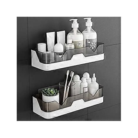 Ensemble de deux étagères de douche, étagère de rangement de douche sans perçage, panier de rangement mural pour douche, convient pour la salle de bain/cuisine (1/5)