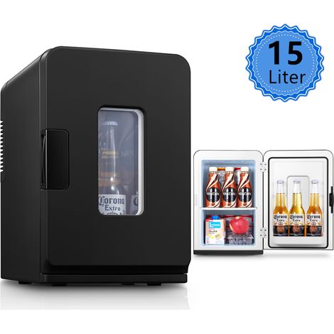 Mini-réfrigérateur 15 L, Refroidissement et chauffage 2 en 1, Portable, AC/DC, noir, FOHERE