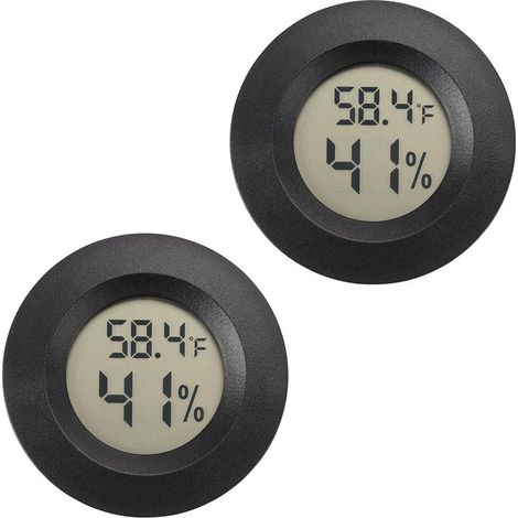 Digitales Mini-Thermometer-Hygrometer, Feuchtigkeitsmesser für Innen- und Außenbereiche, Reptilienthermometer für Zigarrenhumidore, Gewächshäuser, Gärten, Keller, Fahrenheit (℉)/Celsius (℃), 2er-Pack