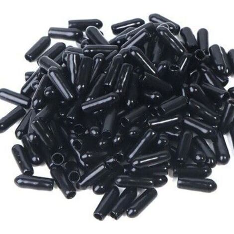 100 pièces embouts, embouts en caoutchouc, couvercle de sécurité protecteur de filetage de vis à boulon noir (3,5 mm)