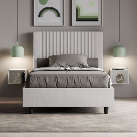 Letto francese piazza e mezza contenitore 120x190 similpelle Goya P - Bianco (1/4)