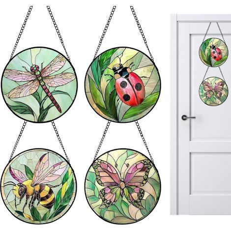 Kunst 4 teiliges Set aus Acrylglas Rundschildern 16 cm