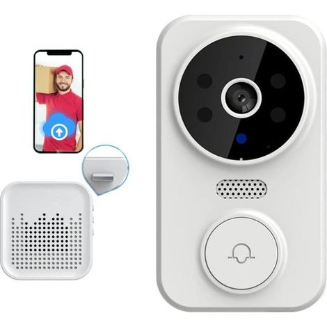 Sonnette vidéo sans fil M8, interphone bidirectionnel avec vision nocturne infrarouge, système de sécurité et surveillance à distance pour maison (1/5)