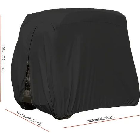 (242x122x168cm) Housse de voiturette de golf monobloc, housse imperméable 210D, adaptée aux voiturettes de golf EZ GO Club Yamaha. (1/4)