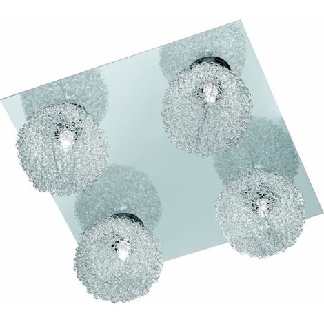 Trio 813230406 Sistema circolare Incluso 4 x 40 W, G9, 32 x 32 cm, in cromo con sfere (  10 cm) in intreccio di alluminio [Classe di efficienza energetica F] (1/3)
