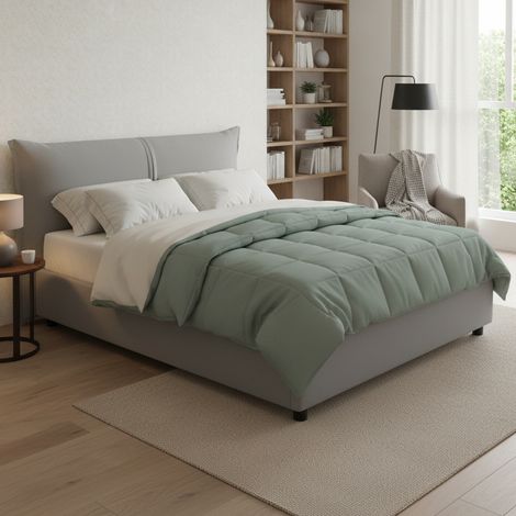Talamo Italia - Letto matrimoniale Aldus, Letto contenitore con rivestimento in tessuto, 100% Made in Italy, Apertura frontale, con materasso Cm 160x200 incluso, Grigio (1/5)