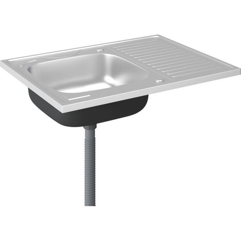 Juego de fregadero y escurridor de cocina plateado 80 x 60 cm acero inoxidable 020002428 (1/5)
