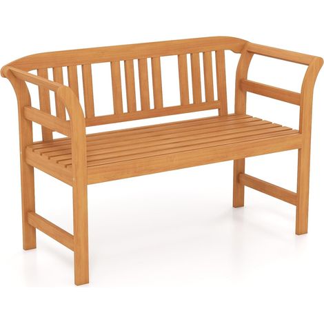 COSTWAY Panchina da Giardino in Legno di Acacia,Portata 360 kg,2 Persone,per Portico,Stile 1 (1/5)