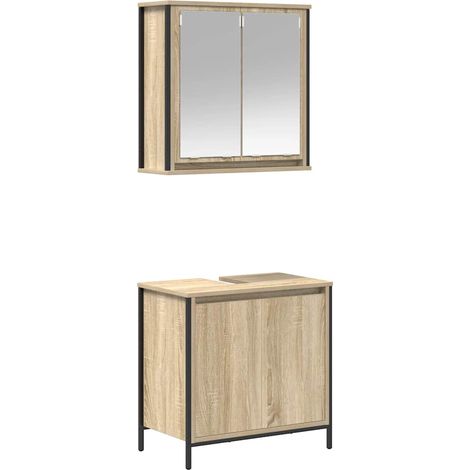 Maison Exclusive - 2-tlg. Badmöbel-Set Sonoma-Eiche Holzwerkstoff