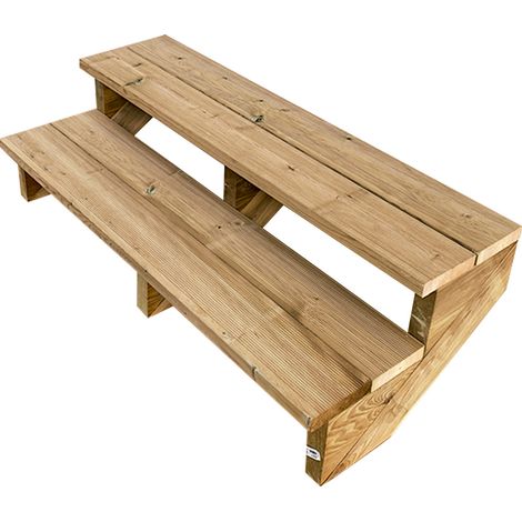 Terrassentreppe Holz H37cm 2 Stufen, Breite 120cm, OHNE Setzstufen