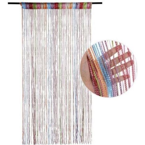 Rideau de porte pailleté, 100 x 200 cm, avec pompons, pour séparer une pièce et préserver l'intimité (coloré) (1/4)