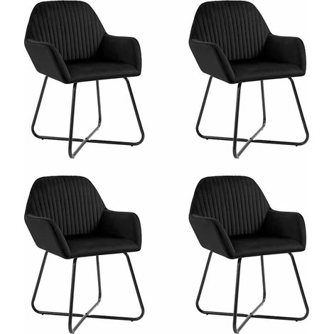 vidaXL Sillas de comedor 4 unidades terciopelo negro (1/4)
