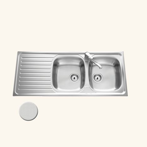 Cuisissimo – Évier inox nid d'abeille 116x50 cm – 2 bacs réversibles – Évier à encastrer avec bonde et siphon inclus – Pour meuble sous évier 80 cm (1/4)