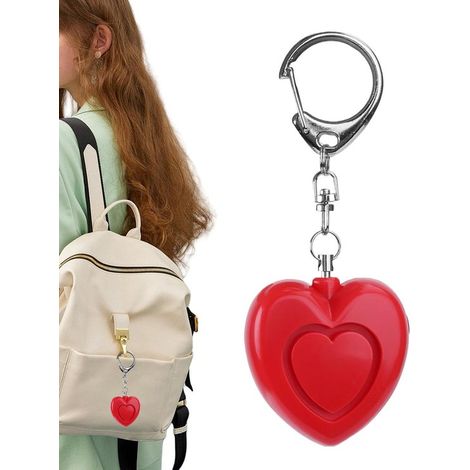 Allarme di sicurezza personale，Allarme di difesa a forma di cuore da 125 dB，protezione sicura con portachiavi luminoso (1/5)