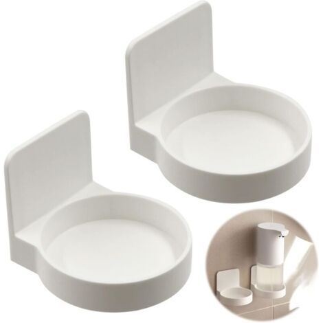 Lntyq Porte Distributeur Savon Mural Blanc - 2 Pieces Support De Distributeur De Bouteille De Pompe, Autocollant Mural, Support pour Bouteille De Gel Douche, pour Cuisine Salle De Bains (1/5)