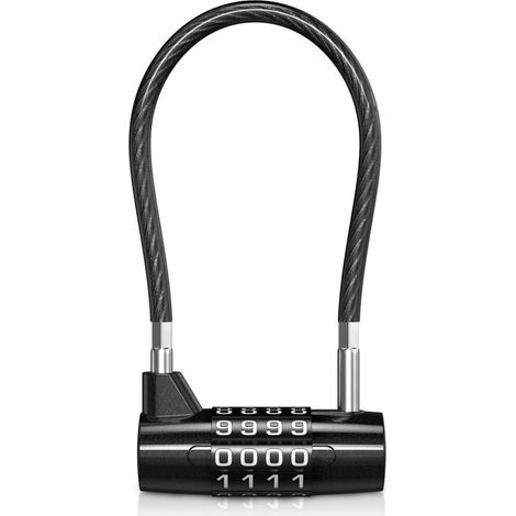 Anse Longue Cadenas à Combinaison à 4 Chiffres pour l'outdoor Cadenas extérieur avec Code protégé et (1/5)