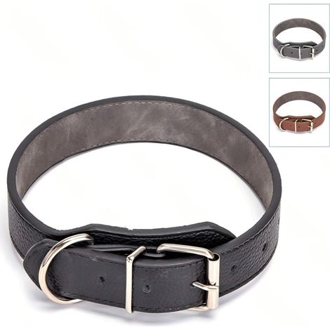 Collier pour chien en cuir PU monochrome, ajustable (1/4)
