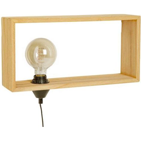 Applique murale LED en bois naturel – Culot E27 – Compatible ampoules LED – Dimensions L42cm H21cm – Interrupteur intégré – Sampa (1/3)