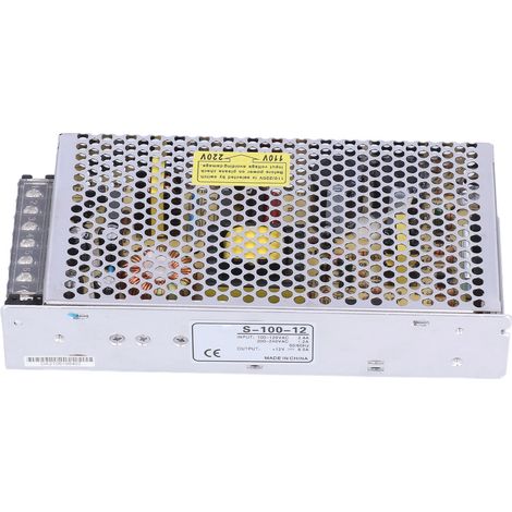 Alimentation à découpage rapide dissipation thermique, adaptateur secteur 12V 100-240VAC pour ordinateur projecteur caméra, 3 modèles S-100-12 (1/5)
