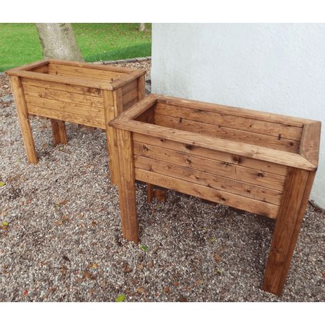 Charles Taylor 2 x Wooden Wiltshire Raised Planter Bed Pot Large Trough (1/4)