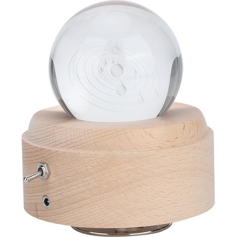 Boule à musique rotative en cristal à motif système solaire, rechargeable par USB, avec veilleuse LED, cadeau d'anniversaire (1/5)