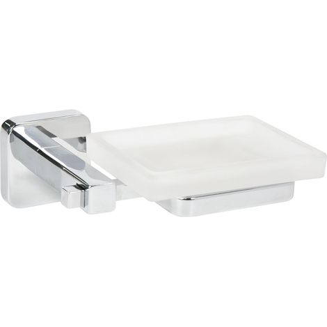 Croydex Flexi-Fix Frosted Glass Soap Dish and Holder, Chrome - Camberwell  (1/5)
