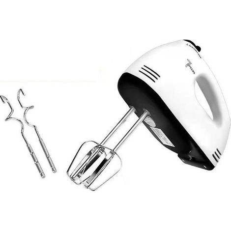 Batteur électrique compact de 260 W à 7 vitesses, comprenant 2 fouets et 2 crochets pétrisseurs en acier inoxydable. (1/5)
