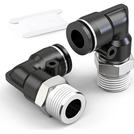 Coude mâle 10mm OD Tube x 3/8 Inch BSP Raccords Push to Connect PL10-03 (Pack de 2) (1/4)
