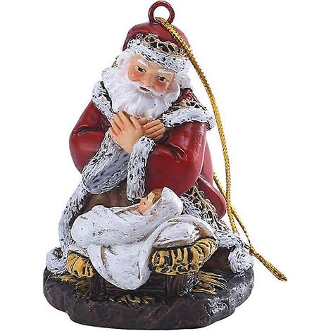 1 pendentif Père Noël à suspendre au sapin de Noël (couleurs assorties)-7.6X6.2X5.5CM