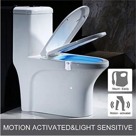 Lumière De Nuit Pour Toilette - Capteur De Mouvement - 8 Couleurs - Pour Salle De Bain - 1 Pièce (1/2)