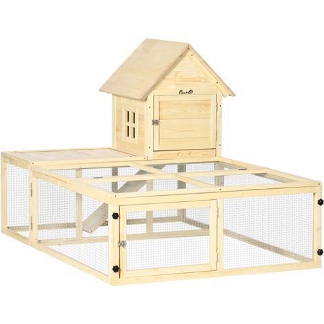 Clapier bois 2 étages pour lapin avec enclos, rampe, porte sécurisée, villa extérieure pour animaux (1/5)