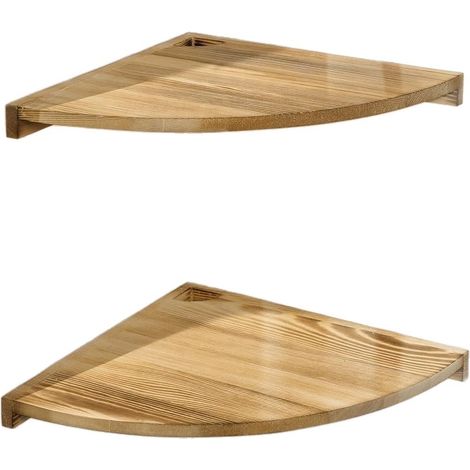 Étagère d'angle Murale, étagère Flottante Angle en Bois Massif 1pcs 27.5x27.5x3CM (1/4)