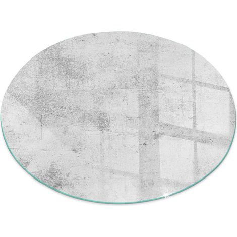 Funkenschutzplatte für Kamin Schutzplatte Design Hartglas Dekorative Glasbodenplatte Glasboden Motiv Rohbeton-Textur Rund fi 60 cm