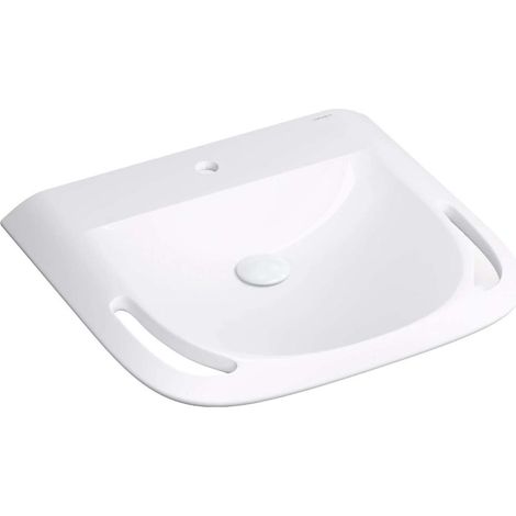 OMNIRES Hold M+ - Lavabo 60x55cm, senza troppopieno, con foro rubinetto, bianco HOLDUWBP (1/4)